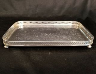 A Vintage Silver Plated Tray - Sheffield Usa 9 " X 6 " Footed And Rimmed