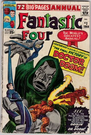 Fantastic Four Annual 2 1964 4.  5 Vg,  Origin Dr Doom L@@k