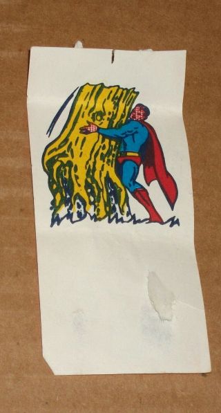 1967 Topps Comic Book Bubble Gum Batman Cover Superman Pulls Tree Mirror Tattoo