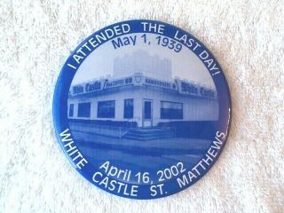 Rare 1939 - 2002 White Castle Restaurant 4 " Button St.  Matthews,  Kentucky