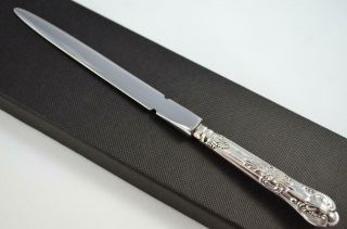 Boxed Sheffield Sterling Silver Handled Letter Opener Queens Pattern 1928