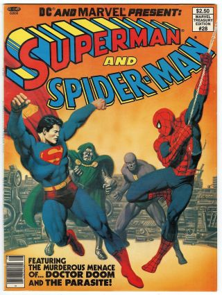 Marvel Treasury Edition 28 Nm 9.  4 White Pages Superman & Spider - Man 1981