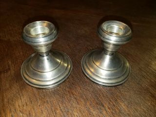 Set Of 2 Vintage Sterling By Fina Weighted Candlestick Holders Candle Stick