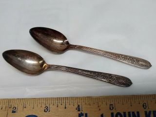 Two Demitasse Spoons Nobility Silver Plate Royal Rose Oneida