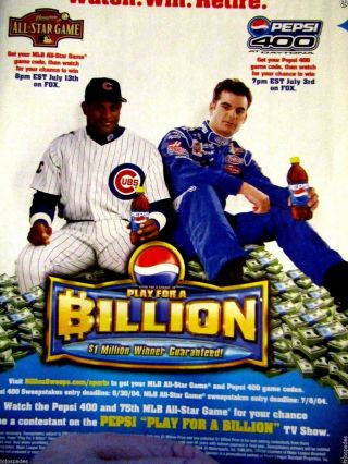 2004 Pepsi Print Ad - Jeff Gordon - Sammy Sosa Chicago Cubs - 8.  5 X 11 "