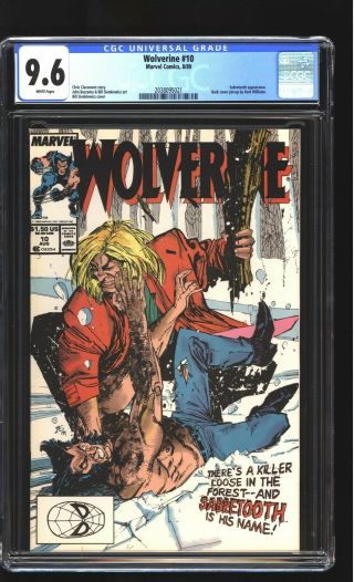 Wolverine 10 Cgc 9.  6 Nm,  Sabretooth Bill Sienkiewicz Cover Art Marvel 1989