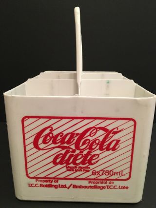 Vintage 1970 ' s Diet Coke White Plastic 6 Pack Carrier Canada French Advertising 2