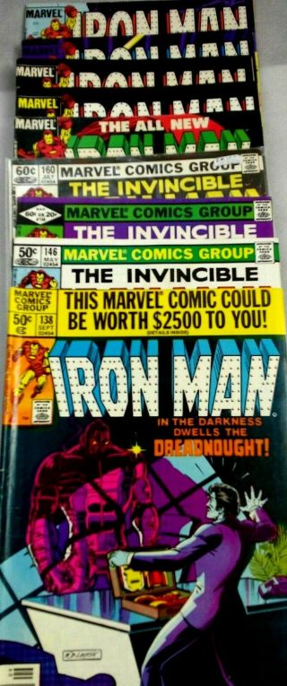 Iron Man Marvel Comics 1980s Issue S 138 - 146 - 156 - 160 - 179 - 181 - 183 - 186 - 188 Descent