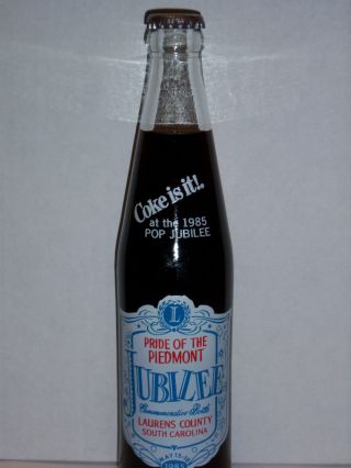 10 Oz Coca Cola Commemorative Bottle - 1985 Pride Of The Piedmont (blue Logo)