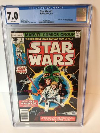 Marvel Comics Star Wars 1 1977 - White Pages 7.  0 Cgc 1st Print Newly Graded