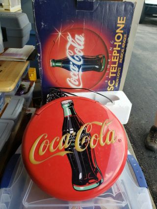 Vintage Coca Cola Telephone Sign Wall Hanging Phone 1995 12 " Round