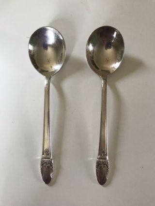 1847 Rogers Bros/international Silverplate First Love 2 Soup Spoons/1937