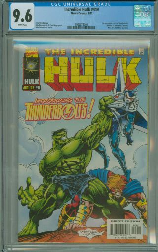 Incredible Hulk 449 Cgc 9.  6 1st App Thunderbolts Marvel 1997