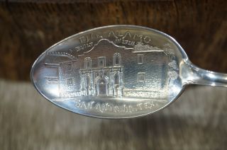Antique Sterling Silver Souvenir Spoon The Alamo San Antonio Texas