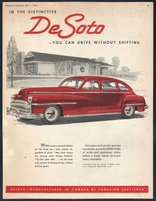 1948 Canadian Desoto Ad Red Custom 4 - Door Sedan