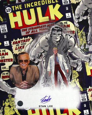 Stan Lee The Incredible Hulk Signed Le 16x20 Color Photo (jsa)