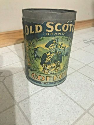 Vintage Coffee Can Rare Old Scotch Coffee Can Scotch Bagpipe Old Paper Lable