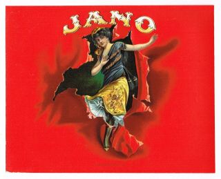 Cigar Box Label Vintage C1910 Jano Rare Inner Embossed Bronzed Trimmed