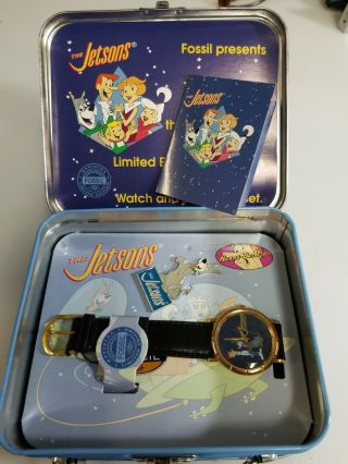 The Jetsons Fossil Watch Tin Lunchbox Pin Set 1993 Limited Edition Collectible