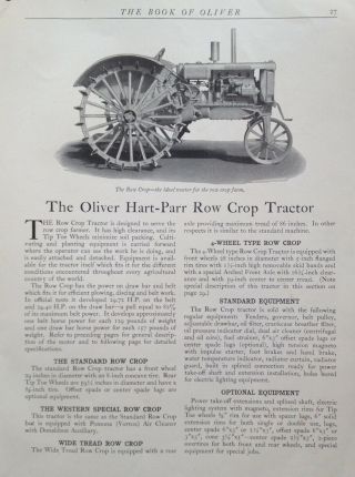 1931 Oliver Farm Equipment Illustration Hart - Parr Row Crop Tractor