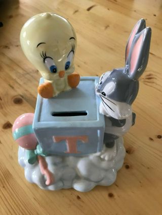 Vintage Looney Tunes Baby Bugs Bunny & Tweety Bird Bank Warner Bros 1998