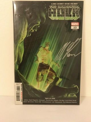 The Immortal Hulk 13,  - Signed By Alex Ross (rare Signature) - Nm,  1st Print