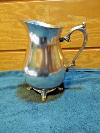 International Silver Co Silver Plate Footed Water Pitcher Jug Ice Block