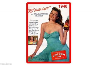 Rc Cola Soda 1946 Rita Hayworth Image Refrigerator / Tool Box / Magnet