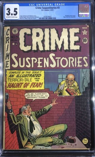 Crime Suspenstories 3 - Ec Comics - Cgc Graded 3.  5 Ow/w -