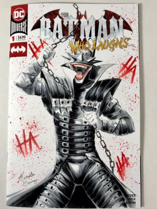 Batman Who Laughs 1 - Comic Book Sketch Cover Art By Miranda Gainey