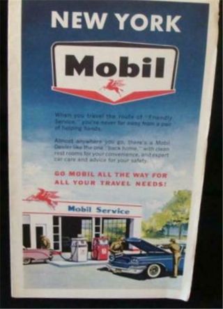 Mobil Oil Vintage Early 1960s Rand Mcnally Road Map Of York