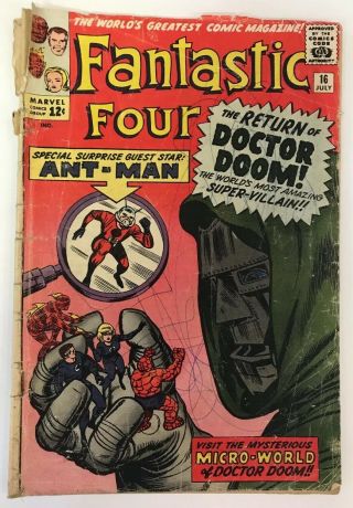The Fantastic Four 16 Marvel Comics 1963 Jack Kirby 1st Ant - Man Crossover