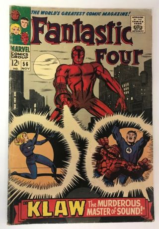 The Fantastic Four 56 Marvel Comics 1966 Jack Kirby Vg,  Silver Surfer Cameo