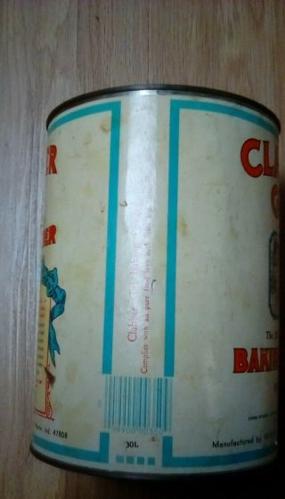 Vint.  Empty 5 Lb.  Clabber Girl Baking Powder Tin,  Small Dent on Side,  Good Cond. 3