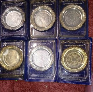 Readers Digest Silver Plated Coasters Set Of 6 Vintage1988 Made In Italy