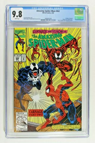 The Spider - Man 362 Marvel 5/92 Cgc Graded 9.  8 Rare Artwork