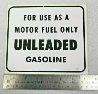 Vintage Gas Pump Decal - For Use As Motor Fuel Only Unleaded Gasoline