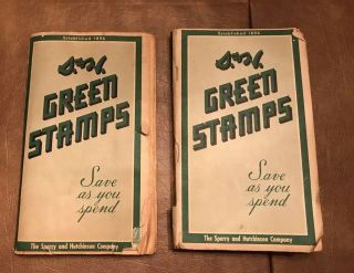 Two Vintage S & H Green Stamps Books.  Filled With Stamps Sperry & Hutchinson
