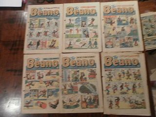6 Early Beano Comics Issues No 970,  971,  974,  1004 - 1006 Feb 18th - Oct 28th 1961