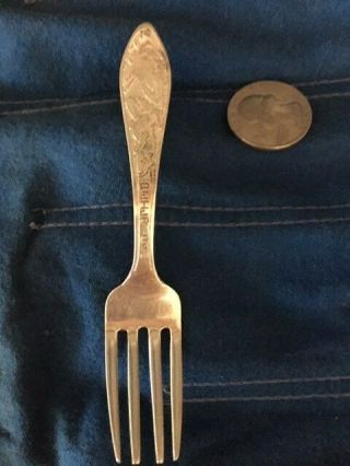 Vintage Baby Fork Peter Pan Engraved Sterling Silver