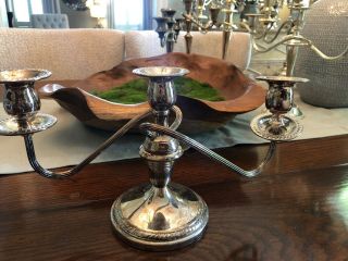Set Pair 2 B Rogers Antique Silver Plated Candelabras Candlesticks