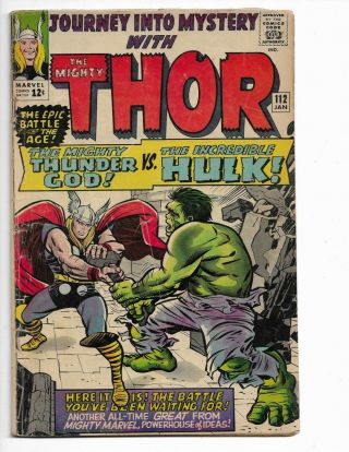 Journey Into Mystery 112 - Vg - 3.  5 - Classic Thor Versus Hulk Battle (1965)