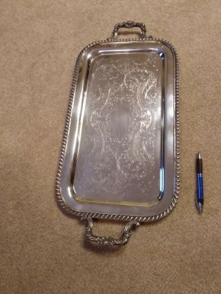Vintage Fb Rogers Silverplate On Copper Large 20” X 11 1/4” Handled Tray