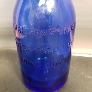 Thatchers Dairy Cobalt Blue One Quart Milk Bottle 1965 Crownford China Co Italy