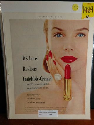 Vintage Revlon Indelible Creme Lipstick Print Ad