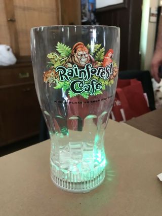 Rainforest Cafe Plastic Glasses With Light Up Bases (set Of 4)