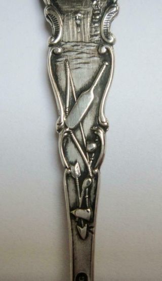 2 Small Antique Sterling Silver Souvenir Spoons,  Indian and Cowboys Montana. 5