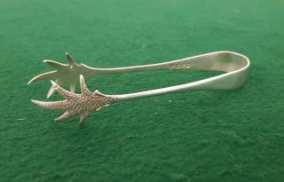 Antique Hm 1907 Chester Barker Bros Solid Sterling Silver Claw Sugar Tongs Nips
