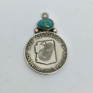 Vintage Women’s Golf Assoc.  Of Arizona Sterling Silver Award W/ Turquoise Signe