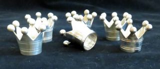 Vintage Silver Plated Crown Napkin Rings Set Of 6 Royalty King Queen